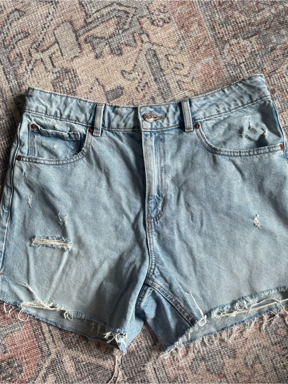 Garage Light Blue Distressed Denim Jean Shorts